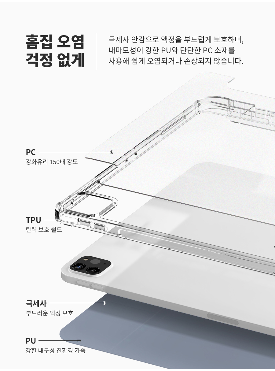 스티커❤️아이패드 케이스 후면 투명케이스 하드 퓨어디펜스 TPU PC 거치대 펜슬수납 범퍼 클리어 에어6 5 4 미니 프로 7 6 5 8 9.7 10.9 11 12.9인치 상세 이미지 12